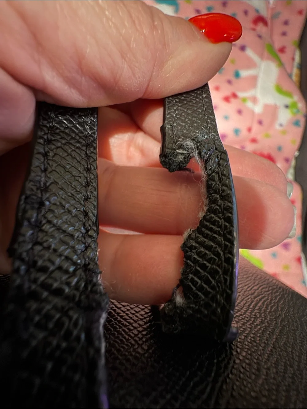 Coach Black Saffiano Leather Tote Bag (see pics, has tear in one of the straps )